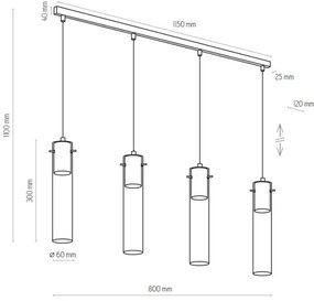 Luster na lanku LOOK GRAPHITE 4xGU10/10W/230V