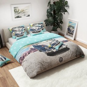 Detské obliečky AUTO VW modro-sivé Rozmer obliečky: 80 x 80 cm | 135 x 200 cm