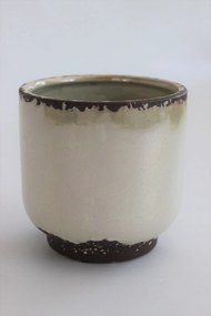 Krémový perleťový keramický kvetináč 14cm