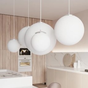 Sollux SL.0265 - Závesné svietidlo na lanku UGO 1xE27/15W/230V pr. 40 cm biela/lesklý chróm