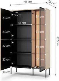 Vysoká komoda NUR 90 cm bielený dub vincenza + čierna