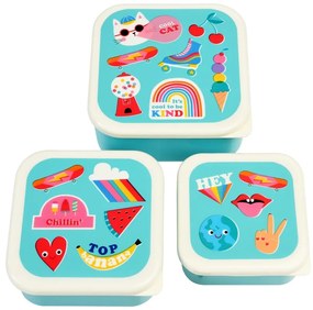 Tyrkysovomodrý detský desiatový box 3 ks Top Banana – Rex London