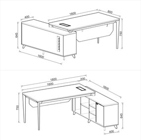 Kancelársky stôl s kontajnerom a komodou Houseland Profit Home 01 dub/biely