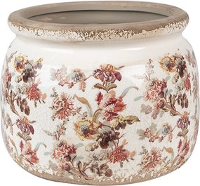 Béžový keramický obal na kvetináč s kvetmi Flovia L - Ø 20*15 cm