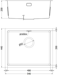 Mexen Trixo, 1-komorový nerezový drez 540 x 440 mm, brúsená oceľ, 6414541000-01
