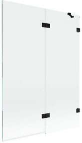Mexen Lunar, 2-krídlová vaňová zástena pravá 130 x 150 cm, číre sklo, čierna matná, 897-130-100-70-00-P