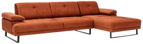 Rohová pohovka Mustang s pohyblivým operadlom 314 cm, pravá, oranžová