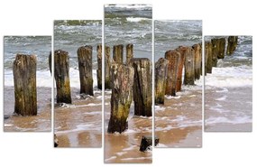 Gario Obraz na plátne Vlny na pláži - 5 dielny Rozmery: 100 x 70 cm