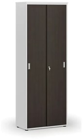 Kancelárska skriňa so zasúvacími dverami PRIMO WHITE, 2128 x 800 x 420 mm, biela/wenge