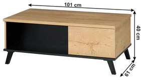 Konferenčný stolík Siran Typ 8 - dub lefkas / čierna