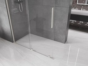 Mexen Velar, sprchová zástena s posuvnými dverami Walk-in 140 x 200 cm, 8mm číre sklo, brúsená oceľ, 871-140-000-03-97