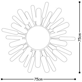 Nástenná kovová dekorácia MIRROR SUN modrá