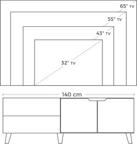 TV skrinka s 2 dvierkami, pre televízory do 60 palcov, rustikálna hnedá
