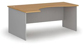 Ergonomický kancelársky pracovný stôl PRIMO GRAY, 1800 x 1200 mm, ľavý, sivá/buk