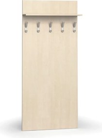 Vešiaková stena PRIMO WOOD, 5 háčikov, polica, roky zvisle, breza
