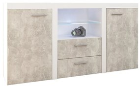 Kombinovaná komoda Rokara (biela + beton svetlý) (osvetlenie led). Vlastná spoľahlivá doprava až k Vám domov. 1053863