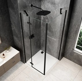 Polysan Polysan, GLOBE BLACK štvorcová sprchová zástena 800x800mm, číre sklo, ľavá, GB1080-3215LB