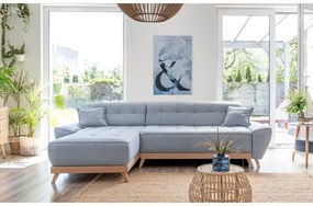 Svetlomodrá rozkladacia variabilná rohová pohovka Miuform Dazzling Daisy