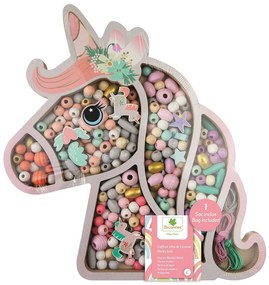 Drevené pastelové koráliky - jednorožec