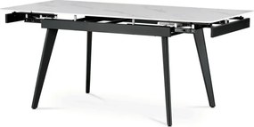 Jedálenský rozkladací stôl HT-405M mramor, biely / čierny