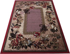 Červený koberec s kvetinovým vzorom Alfa 01 Rozmer: 80x150 cm