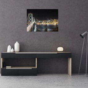 Sklenený obraz Brooklynského mostu a New Yorku (70x50 cm)