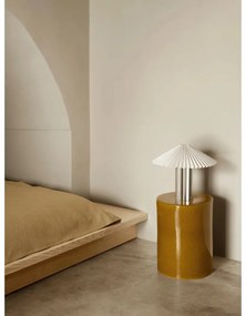 Biela/v striebornej farbe stolová lampa so stmievačom s textilným tienidlom (výška 36 cm) Taite – Blomus