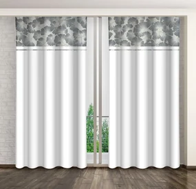 Biele elegantné závesy so vzorom listia Dĺžka: 250 cm