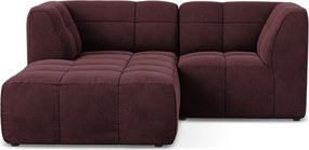 Vínovočervená zamatová rohová pohovka (ľavý roh/s leňoškou) Aloha – Makamii