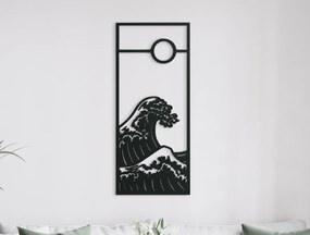 drevko Drevený obraz Vlny na mori Rozmer obrazu: 44,5 x 19 cm, Farba dekorácie: Čierna