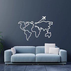 Dizajnová drevená mapa sveta na stenu | WorldLines: Preglejka Topoľ  - bez povrchovej úpravy 54 x 38 cm 4259-82818 PR0496