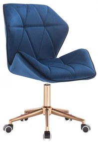 LuxuryForm DESIGN Stolička MILANO MAX VELUR na zlatej podstave s kolieskami - modrá