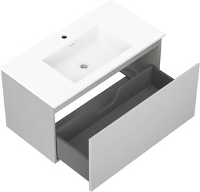 Mexen Orio, kúpeľňová skrinka 90 cm s umývadlom Otis, 1 zásuvka, šedá matná/biela matná, 91A10-09047-1-BF62-W18M01