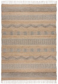 Flair Rugs, Kusový koberec Jubilant Medina Jute Natural/Grey, 120x170, béžová, obývacia izba