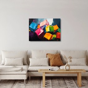 Sklenený obraz - Farebné kocky (70x50 cm)