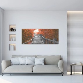 Obraz - Schody v prírode, oranžová (120x50 cm)