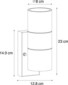 Vonkajšie nástenné svietidlo čierne 2 svietidlo AR70 so senzorom svetlo-tma - Duo