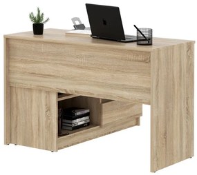 Rohový počítačový stôl, farba Sonoma, so zásuvkami do izby