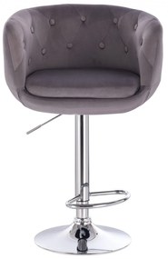 LuxuryForm Barová stolička MONTANA VELUR na striebornom tanieri - šedá