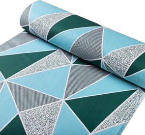 Biante Detské bavlnené posteľné obliečky do postieľky Sandra SA-334 Modro-zelené trojuholníky Do postieľky 100x135 a 40x60 cm