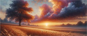 Obraz – Západ slnka na poli (120x50 cm)