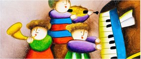 Obraz - Hudobníci, maľba (120x50 cm)