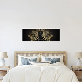 Obraz siluety v lotusovom kvete (s hodinami) (90x30 cm)