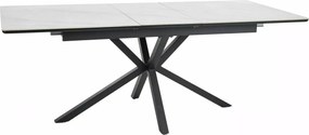 Rozkladací jedálenský stôl Logan 160/200 cm keramika biely mramor/čierny