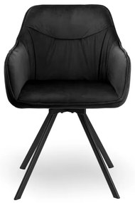 Jedálenská stolička SYDNEY zamatová, čierna