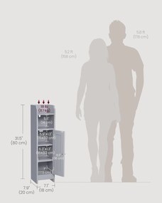 Úzka kúpeľňová podlahová úložná skrinka, voľne stojaca, 20 x 18 x 80 cm, sivá