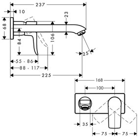 Hansgrohe Metris New, Umývadlová páková batéria pod omietku, chrómová, HAN-31086000