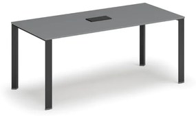 Stôl PRIMO INFINITY 1800 x 900 x 750, grafit + stolná zásuvka TYP III, čierna