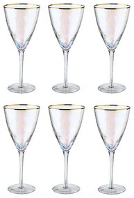 SMERALDA Sada pohárov na víno so zlatým okrajom 400 ml 6 ks