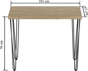 Vintino Jedálenský stôl RAVEN 101 × 67 cm – dub artisan / čierna